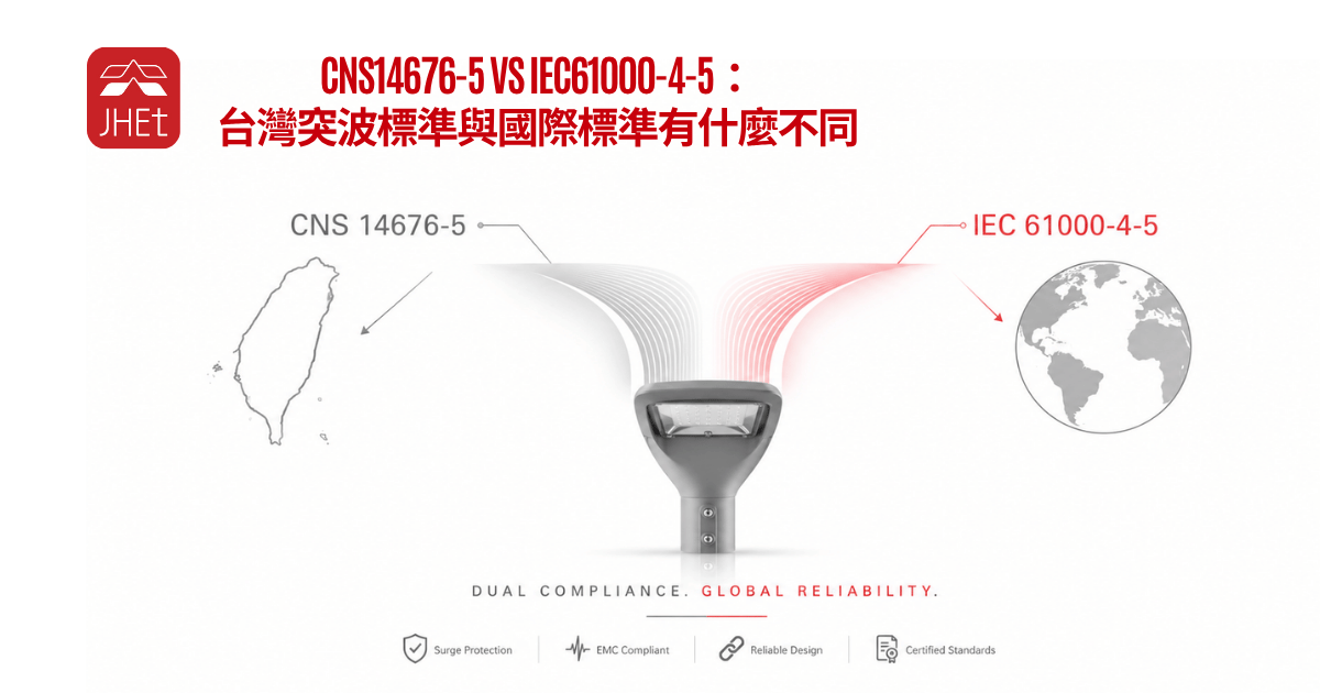 京鴻檢驗-CNS14676-5與IEC61000-4-5台灣及國際突波標準差異對比