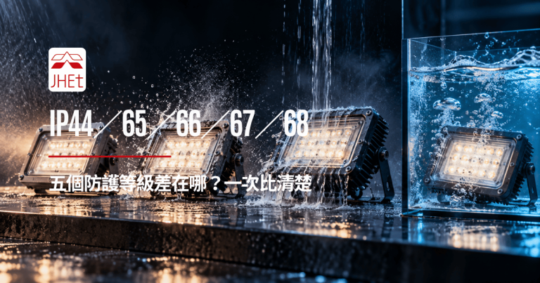 IP44 IP65 IP66 IP67 IP68五個防護等級比較示意